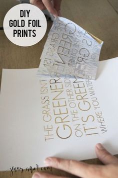 Gold Foil Diy, Foil Prints, Hand Printing, Diy Gold, Gold Diy, Gold Foil Print, Crafty Craft, Crafty Diy, Foil Print