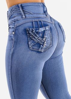 Butt Lift Super High Waist Skinny Jeans Light Sand Wash Fitted Medium Wash Jeans With Multiple Pockets, Fitted Medium Wash Bottoms With Multiple Pockets, Fitted Medium Wash Jeans With Side Pockets, Career Wear, Dressy Tops, Basic Tops, Cardigan Jacket, Jumper Dress, Skirt Top