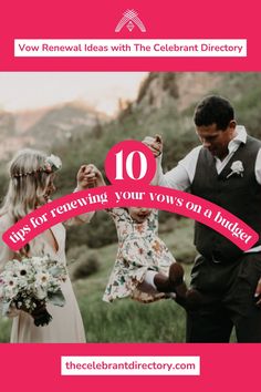 a man and woman holding hands with the words 10 tips for receiving your vows on a wedding day