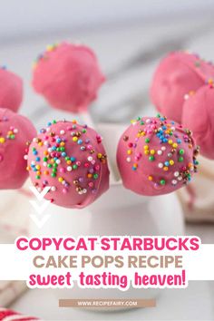 Recreate Starbucks Cake Pops at home with this simple recipe. Use Pillsbury cake mix and creamy vanilla frosting for a delicious treat. Dip in melted candy melts and top with colorful sprinkles for an authentic Starbucks dessert experience. Perfect for any occasion.