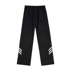 Threebooy American Trendy Vintage Summer Loose Sports Wide Leg Pants Men Pocket Striped Elastic Wait Drawstring Casual Straight Trousers modname=ckeditor Wide Leg Pants Men, Casual Pants Style, Shorts Sweatpants, Y2k Jeans, Mens Pants Fashion, Straight Trousers, Blazer With Jeans, Pants Men, Vintage Summer