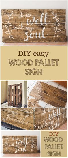 wood pallet sign with the words diy easy and instructions to make it yourself