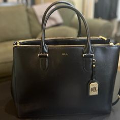 Gorgeous -Large Ralph Lauren Leather Tote Hobo Purse Bag Black Ralph Lauren Bags, Ralph Lauren Leather, Hobo Purse, Purse Bag, Large Bags, Leather Tote, Shoulder Bags, Black Color, Bag Lady