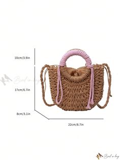 Bird in Bag - Korean-Inspired Handwoven Straw Bag with Drawstring Closure and Pendant - Ideal for Womens Everyday Usage and Shopping Casual Braided Bucket Bag For Summer, Casual Summer Braided Bucket Bag, Spring Adjustable Woven Bags, Summer Woven Shoulder Bag With Adjustable Strap, Casual Adjustable Straw Bag For Daily Use, Pink Summer Bucket Bag With Adjustable Strap, Casual Adjustable Straw Bag, Summer Pink Bucket Bag With Braided Handles, Summer Pink Crochet Bag With Adjustable Strap