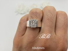 10x8mm 12x10mm Brilliant Radiant Cut Mens Wide Band Statement Ring, 5A Quality Cubic Zirconia, Made to Order, 925 Sterling Silver - Etsy Indonesia Radiant Cut, Wide Bands, Cubic Zirconia, Statement Rings, Wedding Bands, 925 Sterling Silver, Band, Sterling Silver