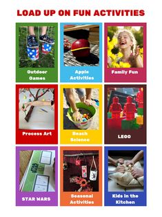 the poster shows different activities for kids to play with