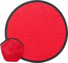 a red and black frisbee on a white background