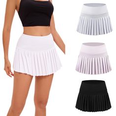 PRICES MAY VARY. Recommend to SIZE UP. Women Girls High Waisted Pleated Skater Tennis School A-Line Skirt Uniform Skorts with Lining Shorts, Women's Elastic Waist Pleated Skirt Skater Skort School Uniform Mini Skirts with Lining Shorts and Pockets, Pleated Tennis Skirts for Women with Pockets Shorts Athletic Golf Skorts Activewear Running Workout Sports Yoga Pilates Skirt, Girls Women's Sports Running Pleated Skirt with Comfy Stretchy Band Pleated Athletic Skirt: This womens high waisted skorts Skirt Uniform, Golf Skorts, Athletic Skirt, Pleated Tennis Skirt, Tennis Skirts, Golf Skirts, Golf Skort, Skirt For Women, Sports Running