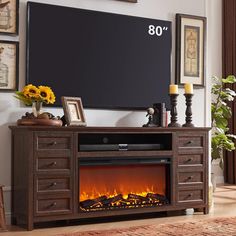 PRICES MAY VARY. 【Fireplace TV Stand Dimensions】31" H x 70" W x 15.1" D, Fits TVs up to 80 inches (TV Stand with Fireplace for 75+ 75 70 65 Inch TVs etc.) Drawers Dimensions: 7.25" H x 12.21" L x 11.81" D. 【Farmhouse Design】Elevate your living space with our farmhouse-inspired fireplace entertainment center featuring four faux double drawers. Each drawer is adorned with elegant round handles, adding a touch of sophistication to the rustic charm of the piece. The combination of the faux double dr Oak Corner Tv Stand, Farmhouse Entertainment Center, Built In Electric Fireplace, Fireplace Entertainment Center, Fireplace Entertainment, Farmhouse Tv Stand, Electric Fireplace Tv Stand, Adjustable Bed Frame, Media Furniture