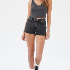 Washed Black Denim Uo Bdg Girlfriend High-Waisted Denim Short, Brand New With Tags, Never Been Worn But To Try On Just Don’t Fit ): Size Is Sold Out On Website Trendy High-waisted Shorts By Urban Outfitters, Trendy High Waist Shorts From Urban Outfitters, Black Cutoff Tops For Summer, Trendy High-waisted Jean Shorts By Urban Outfitters, Casual Fitted Washed Black Shorts, Casual Fitted Shorts By Urban Outfitters, Urban Outfitters Jean Shorts For Summer, Washed Black Cutoff Shorts, Trendy Urban Outfitters High-waisted Jean Shorts