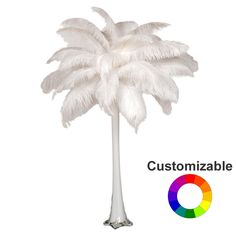 a white palm tree with the words customizable on it's bottom corner