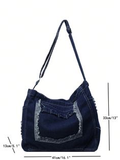 Stay organized and stylish with the Urbanite Unisex Slouchy Street Bag. With its spacious design and versatile compartments, this bag is the ultimate companion for college students. Keep all your essentials in one place, while adding a touch of urban flair to your look. Color : Navy Blue Details : Chain, Ruched Magnetic : No Style : Casual, Unisex Type : Hobo Bag Bag Size : Oversized Strap Type : Adjustable Pattern Type : Plain Closure Type : Zipper Features : Lightweight, High-capacity Composition : 100% Rayon Material : Denim Strap Length Bag Length Bag Width Bag Height 110 54 20 38 Shark Lover, College Work, Beer Humor, Black And White Canvas, Work Bag, College Student, Bag Bag, Stay Organized, College Students