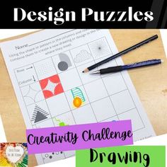 If you are looking for Art Puzzles, Sub Plans, Early Finishers, Design Challenge, you've found them!These design puzzles are an excellent way for your students to develop their design skills. They also help to strengthen drawing skills as well. Students combine each object or pattern in a row with every object or pattern in the column. The only rules are that they have to include parts from both to create a new object. Students will love the challenge. It's a great way to discuss space, form, pa Art Sub Plans, 6th Grade Art, Art Worksheets, Early Finishers, Puzzle Art, Arts Ed, Design Challenge, Drawing Skills, Elements Of Art