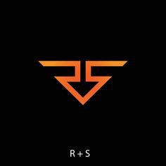 an orange and black logo with the letter r and s in it's center