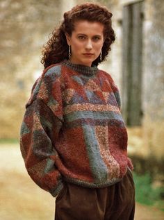 Vertically Pieced Sweater Pattern, Patchwork Sweater Crochet Brown, Patchwork Brown Sweater, Vintage Sweaters Knit, Autumn Sweater Knitting, Grandpa Knitted Sweater, Autumn Sweater Wool, Cheap Patchwork Sweater For Fall, Sewn Sweater Pattern