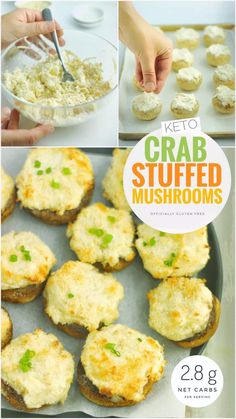 keto crab stuffed mushrooms are ready to be baked in the oven and served on toasted muffins