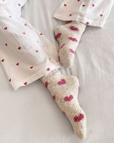 Warm up your toes in Bia-- the coziest sock made for sleeping and lounging. Includes one set Assorted multicolor prints Fuzzy sweater yarn fabrication Cozy Sleepwear, Fuzzy Socks, Cozy Socks, Holiday Pajamas, Fuzzy Sweater, Pajama Party, Pink Hearts, One Set, Pink Heart