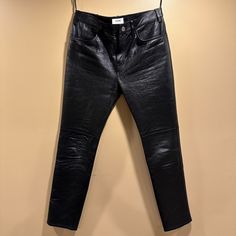 Celine X Hedi Slimane Black Lambskin Leather Pants Size 32 Good Used Condition (View Detailed Pics) Retailed For $2800+ Tax Super Clean And Sick Leather Pair For Any Occasion Measurements: Waist: 17” Inseam: 29” Front Rise: 11” Leg Opening: 6.25” Sleek Black Bottoms With Five Pockets, Luxury Bottoms With Five Pockets, Elegant Black Pants With Five Pockets, Classic Fitted Leather Pants With Five Pockets, Luxury Straight Pants For Night Out, Designer Black Bottoms For Work, Luxury Long Pants For Night Out, Fitted Leather Straight Pants With Five Pockets, Classic Black Leather Pants For Night Out