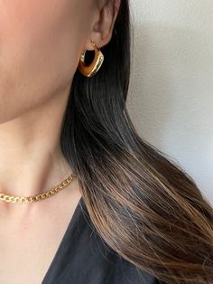 Irregular Hoop Earrings | clovae Jewelry – Clovae Thick Gold Hoop Earrings, Thick Gold Hoops, Modern Earrings, Ear Jewelry, Gold Hoop, Gold Hoop Earrings, Steel Water, Ear Cuff, 18k Gold