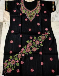 Pure cotton black kurti with hand katha stitch Black Cotton Kurti, Katha Stitch, Black Kurti, Cotton Kurti, Pure Black, Dress Clothes For Women, Black Cotton, Pure Cotton, Favorite Outfit