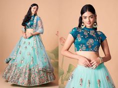 "Become the subject of everyone's conversation by outfitting in this delightful sky blue  color lehenga made with net material, designed with mirror work, thread embroidery, and sequin work. This sky blue lehenga comes with a blue  color art silk material choli made with embroidery and mirror work. It also comes with a sky blue  color net material dupatta made with thread embroidery and sequin work. Other Detail: Lehenga Type: Semi-stitched  Lehenga Length: 42 inches  Lehenga: Customizable up to Light Blue Resham Embroidery Choli For Wedding, Traditional Fitted Light Blue Choli, Fitted Light Blue Traditional Wear With Self Design, Fitted Light Blue Gown For Festive Occasions, Anarkali Light Blue Choli For Wedding, Fitted Light Blue Traditional Wear With Pallu, Light Blue Fitted Traditional Wear With Pallu, Fitted Light Blue Lehenga For Wedding, Fitted Light Blue Choli For Reception