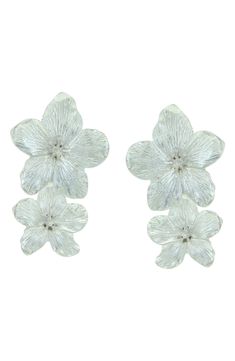 A drop styled pair of earrings in delicate floral shapes bring romance to your ensemble. Post back Gold plated or silver plated metal
 Imported Floral Rings, Nordstrom Rack, Silver Plate, Silver Plated, Gold Plate, Jewelry Earrings, Romance, Nordstrom, Women Jewelry