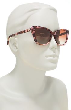 Tortoiseshell-patterned temples and an metal spade add sophistication to this classic pair of sunglasses made in a retro-inspired cat-eye shape. 55mm lens width; 17mm bridge width; 140mm temple length 100% UV protection CR-39 lenses Plastic Imported Chic Leopard Print Cat Eye Sunglasses, Brown Cat Eye Sunglasses For Spring, Spring Brown Tinted Cat Eye Sunglasses, Spring Brown Cat Eye Sunglasses With Tinted Lenses, Polarized Leopard Print Cat Eye Sunglasses, Chic Cat Eye Sunglasses In Leopard Print, Leopard Print Cat Eye Sunglasses With Uv Protection, Chic Leopard Print Cat Eye Sunglasses For Summer, Brown Polarized Cat Eye Sunglasses For Spring