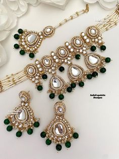 Kundan choker set comes with beautiful lightweight earrings and tikka/Kundan Polki Necklace/Reception/Wedding/bridal jewelry/ Indian jewelry /Kundan Jewelry/green  All items are shipped from Brampton, Ontario, Canada. If you need your item by a certain day, please reach out to us for express delivery option before placing the order.  Standard shipping/delivery timeline Below are the delivery timeline estimates. We dispatch all orders by the next business day. ---> USA delivery timeline * 3-6 bus Festive Green Kundan Necklace With Mirror Work, Green Kundan Necklace With Mirror Work For Diwali, Diwali Green Kundan Necklace With Mirror Work, Green Kundan Necklace With Mirror Work For Festivals, Green Chandbali Necklace With Mirror Work, Green Cutdana Choker For Wedding, Green Kundan Choker For Wedding, Green Jewelry With Mirror Work For Diwali, Festive Green Cutdana Choker