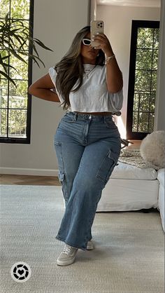 Button Up Plus Size Outfits, Thick Girlfriend Outfits Summer, Ootd Plus Size, Casual Outfits For Women, Plus Size Looks, Plus Size Fall Fashion