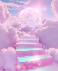 stairs leading up to the sky with clouds