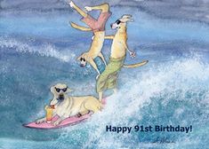 paper greeting card, birthday card, 91, ninety-one, dog, card Golden Retriever Yellow, Surfing Dog, Paper Dog, Dog Golden Retriever, Greeting Card Birthday, Card Accessories, Image Paper, Birthday Card Template, Yellow Lab