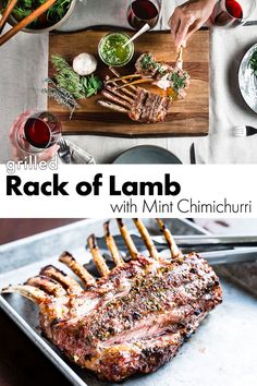 the rack of lamb with mint chimicuri is ready to be cooked and served