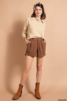 Description Jumpstart your holiday style with our Espresso Dream Corduroy Shorts. They come in a dreamy espresso color that will have you looking holiday-ready! Crafted from soft corduroy, these shorts feature cuffed legs, an elastic waist, and side and back pockets for maximum comfort and trendiness. Wear with a body suit and heels to dress it up, or a fun graphic tee to dress it down - either way, you'll be ready to slay the season! !!! Specs Self: 100% Polyester Unlined Hand wash cold Do Not Bleach Hang dry Fits true to size - model is wearing a small S (0-4), M (6-8), L (10-12) SKU#: IS-003333 Please note that all online inventory reflects inventory in store. Suit And Heels, Lotion Candles, Candy Club, Charles River, Happy Everything, Corduroy Shorts, Flat Hair, Favorite Candy, Holiday Ready