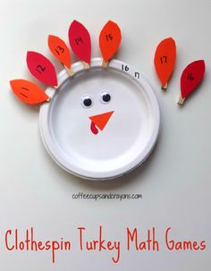 paper plate turkey math game for kids