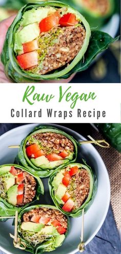 raw vegan collar wraps recipe on a plate