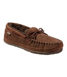 Men's Wicked Good Moccasins | Slippers at L.L.Bean Comfortable Fall Moccasins With Textured Sole, Winter Brown Moccasins With Rubber Sole, Comfortable Brown Winter Moccasins, Brown Slip-on Moccasins For Winter, Winter Suede Moccasins With Rubber Sole, Comfortable Brown Moccasins, Best Slippers, Cupcake In A Cup, Men's Slippers