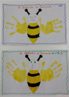 two handprints that have been made to look like bees