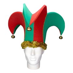 "Get this Awesome Christmas Jester Hat Today! This Christmas Jester Hat will definitely make you stand out at your next Party, Wedding, Corporate Event, Birthday, Quinceanera, or Halloween Party! Product Details: ✓Made in the USA ✓Handmade ✓High Quality Foam ✓One Size Fits Most ✓Customizable to your preferences \"This is where your party starts\". Give your next party a new life and rediscover your youth with Foam Party Hats. Foam Party Hats Guarantee At Foam Party Hats we believe our hats help Adjustable Christmas Costume Hats, Red Christmas Costume Hat And Headpiece, Red Christmas Costume Hat, Christmas Party Hat, Christmas Party Hats, Christmas Elf Costume, Foam Wigs, Jester Costume, Christmas Tree Hat