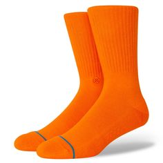 Stance Icon Orange Crew Socks Color Celeste, Stance Socks, Sock Game, Crew Cuts, Lower Leg, Cool Socks, Tie Dyed, Mens Socks, Arch Support