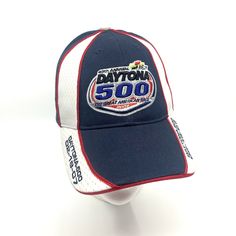 Daytona 500 Nascar Hat The Great American Race 2007  Blue White Red No rips, tears, or stains Hat has crease from storage Brim is clean Strap is good Hat looks like it has never been worn Hat will ship in box for safety Daytona 500, Sports Caps, Winter Fits, Cute Hats, Cap Design, Fitted Hats, Nascar, Motorsport, Red And Blue