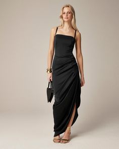 J.Crew: Collection Asymmetrical Ruched Dress In Stretch Satin For Women Extra Dresses, J Crew Collection, Concert Fashion, Jcrew Collection, Linen Shop, Stretch Satin, Suit Shop, Ruched Dress, Wedding Men