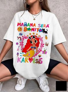 Maana Ser Bonito Shirt, Spanish Quote Tee, Inspirational Shirt, Positive Vibes Karol G Merch, Karol G Style, Karol G Red Hair, Karol G Shirt, Clothes Painting, Manana Sera Bonito, Graphic Tshirt Design, Quote Tees, Inspirational Shirt