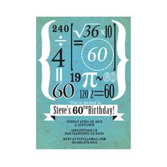 a blue and white birthday card with the numbers forty, sixty and sixty on it