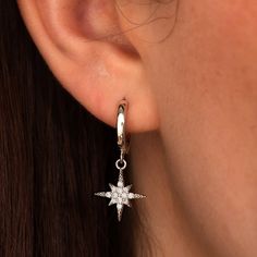 Silver Starburst Hoop Earrings | Scream Pretty | Wolf & Badger Ball Jewellery, Star Jewellery, Gold Star Earrings, Silver Star Earrings, Emerald Green Earrings, Starburst Earrings, Emerald Earrings Studs, Diamond Dangle Earrings, Ear Stack