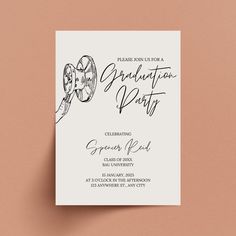 the graduation party card is shown on top of a pink background with an image of a ferris wheel