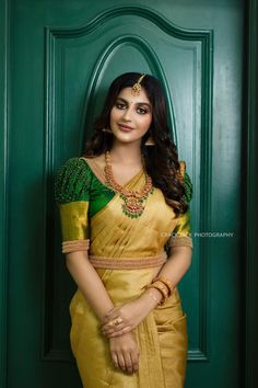 Yashika Anand, Wedding Matching Outfits, Brocade Blouse Designs, Haldi Outfits, Blouse Designs Catalogue, Bridal Sarees South Indian, Saree And Blouse, Best Blouse Designs