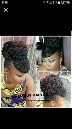 Natural Hair Flat Twist, Twist Updo, African Hair Braiding Styles, Braided Bun Hairstyles, Updo Styles