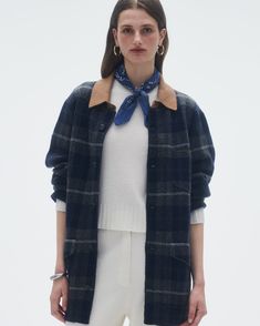 Tartan Industry Jacket In Cashmere Blend - Midnight Combo Guest In Residence, Inner Mongolia, Patch Pocket, Pullover Sweaters, Sweater Top, Tartan, Sweaters & Cardigans, Coats Jackets, Cashmere