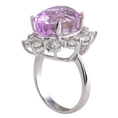 Stamped: 14K White GoldTotal Ring Weight: 6.5 GramsRing Length: N/ARing Width: N/AGemstone Weight: Total Natural Kunzite Weight is 16.03 Carat (Measures: 15.02x12.81 mm)Color: PinkDiamond Weight: Total Natural Diamond Weight is 1.85 CaratColor: F-G, Clarity: VS2-SI1Face Measures: 24.78x19.60 mmSku: [703011W] Luxury Round Gemstones For Formal Occasions, Luxury Round Gemstones For Formal Events, Luxury Round Gemstones With Diamond Accents, Luxury Round Cut Gemstones With Center Stone, Luxury Round Cut Center Stone Gemstones, Luxury Diamond Gemstones For Wedding, Luxury Diamond Gemstones For Formal Occasions, Luxury Cluster Diamond Ring With Gemstone, Luxury Round Cut Gemstones With Diamond Accents