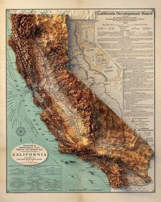 an old map of california showing the roads